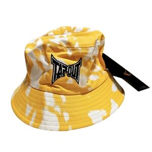 Tapout Mens Embroidered Tie-Dye Bucket Hat Yellow Cap NWT